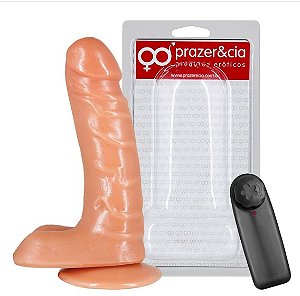 PROTESE COM VIBRO E VENTOSA 16,5 X 3,6CM PRAZER & CIA