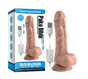 PRÓTESE REALÍSTICA 10 VIBRAÇÕES 7 MODOS DE VAI E VEM PAKE DILDO