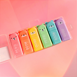 Kit Mini Marca Textos Ursinho Luminosos 6 Cores
