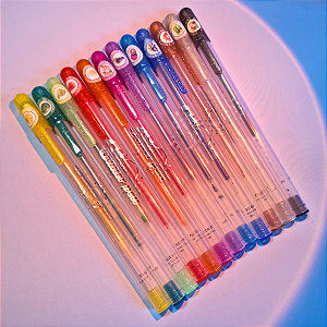 Kit Canetas Gel Glitter Cheiros de Frutas - 12 Cores