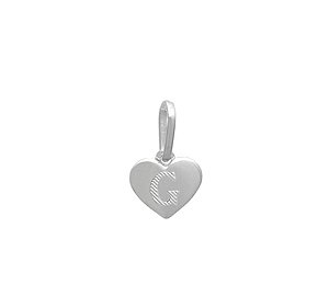 Pingente letra G em formato de coração prata 925