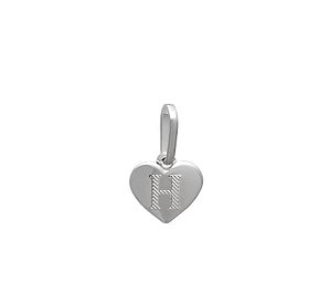 Pingente letra H formato coração em prata 925