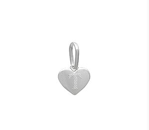 Pingentes letra T formato coração em prata 925