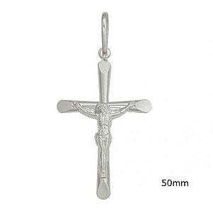 Pingente cruz com cristo crucifixo grande 55mm prata 925