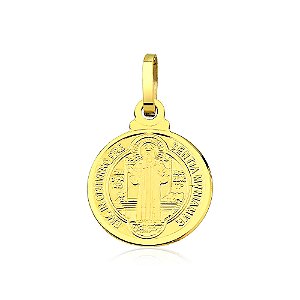 Pingente de ouro 18k medalha média de São Bento