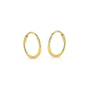 Argola ouro 18k redonda 10mm fio quadrado 750