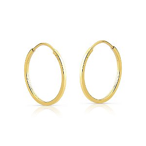 Argola ouro 18k redonda 12mm fio quadrado 750