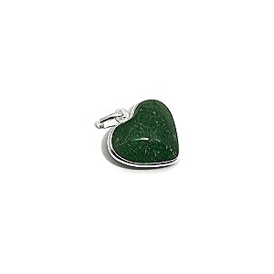 Pingente pedra Agata Verde coração prata 925