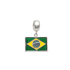 Berloque bandeira do Brasil prata 925