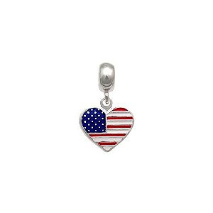 Berloque bandeira Estados Unidos formato coração prata 925