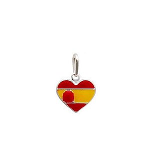 Pingente bandeira Espanha em formato de coração prata 925