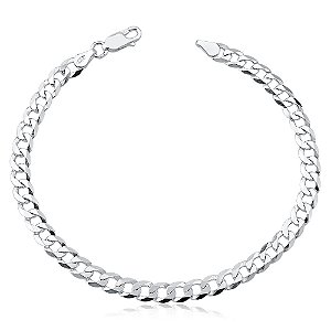 Pulseira Masculina Italiana Grumet Escama 5mm De Prata 925