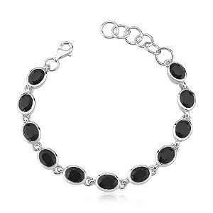 Pulseira feminina de pedra natural onix e prata 925