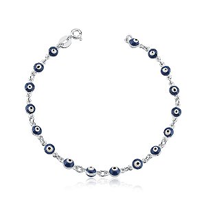 Pulseira olho grego de prata 925 - Azul Marinho 2