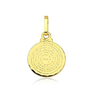 Pingente de ouro 18k medalha Pai Nosso 1,5cm