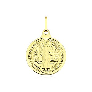 Pingente de ouro 18k medalha de São Bento média