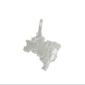 Pingente Mapa do Brasil com Estados Estampados Prata 925