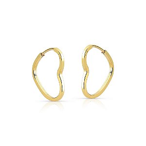 Brinco Feminino Argola de Ouro 18k Coração 12mm