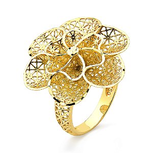 Anel de Ouro 18k Flor Vazada