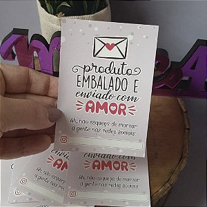 Mini Folheto Agradecimento | Embalado e Enviado com Amor - 50 unid. (Pronta-entrega)