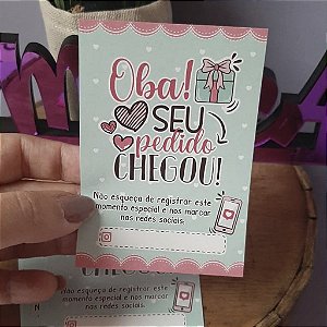 Mini Folheto Agradecimento | Oba seu Pedido Chegou - 50 unid. (Pronta-entrega)