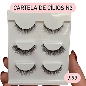 CARTELA DE CÍLIOS C/ 3 QBELA MANUELA - QBM667-3