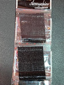 GRAMPO DE CABELO C/24 PRETO COM GLITTER