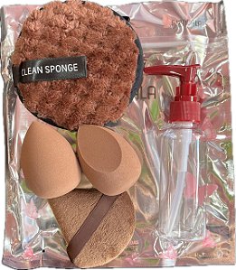 KIT 4 ESPONJAS + FRASCO DE VIAGEM MANDALA