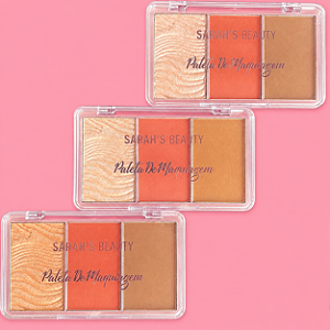 TRIO BLUSH, CONTORNO E ILUMINADOR SARAH'S BEAUTY