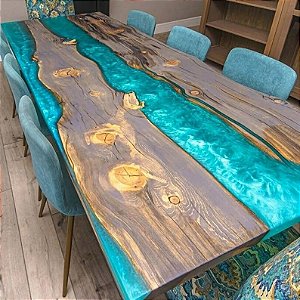 Mesa de Resina Modelo Turquesa (P/ 08 LUGARES)