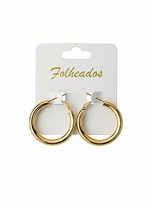 Conjunto Argola Lisa Folheado a Ouro