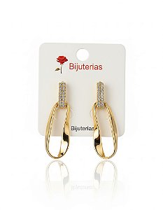 Brinco Oval Torção Dourado Bijuteria