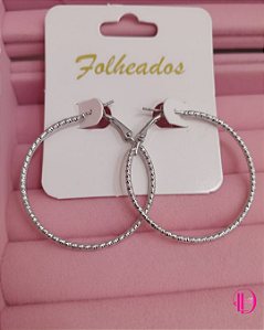 Conjunto de Argolas Prata Texturizada