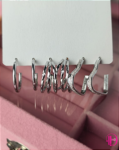 Conjunto de 3 Pares de Argolas Prata
