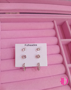 Trio de Brincos Zircônia Minimalista Prata