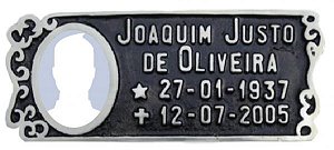 Placa em Bronze 10x25 com Foto em Porcelana - ref. 99