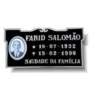 Placa em Bronze 15x30 com Foto 6x8 em Porcelana - ref. 115