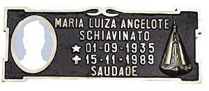 Placa em Bronze 12x30 com imagem Nossa Senhora e Foto em Porcelana - ref. 116