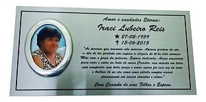 Placa em Aço Inox 20x30 com Foto em Porcelana e Aro em Alumínio Fundido