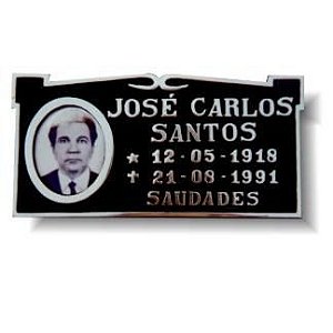 Placa em Bronze 15x30 com Foto 8x10 em Porcelana - ref. 115