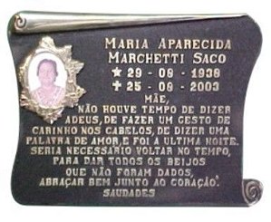 Placa em Bronze 28x35 com Foto 6x8 em Porcelana com Moldura - ref. 146