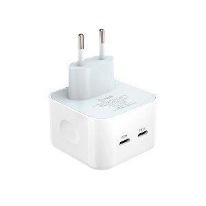 HOME CHARGER - ADAPTADOR DE PARADE C/ 2 SAIDAS USB-C PD 35W WHITE - HA USBC PD 3