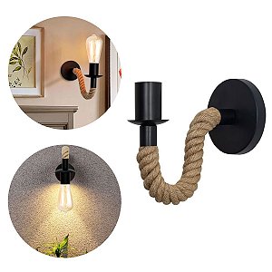Arandela de Parede Corda Sisal Doca Preto GMH