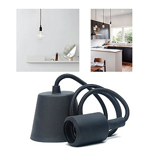 Pendente de Silicone Preto 76cm Treelux