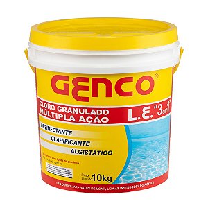 GENCO® L.E. Cloro Granulado Múltipla Ação 3 em 1 - 10 KG
