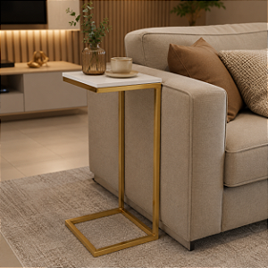 Mesa de Apoio Lateral Quadrada para Sofá Industrial