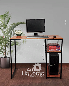 Mesa De Escritório 2 Prateleiras Home Office Moderna 100Cm