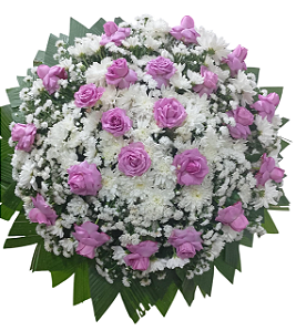 Coroa de Flores Branca e Rosa