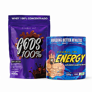 COMBO GODS 100% WHEY 900G + ENERGY 100G - CANIBAL INC