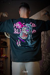 CAMISETA OVERSIZED CHIP SPRAY PRETA - MACACO BLINDADO